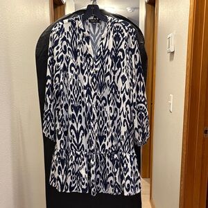 Rachel Zoe Navy and White Ikat Tunic Dress